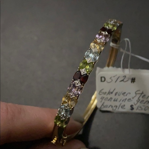 14k Gold over sterling multi colour Gem bracelet - Picture 2 of 7